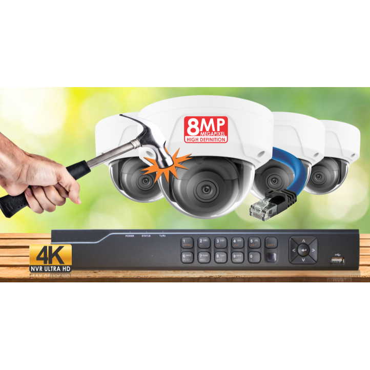 IP PW DOME FIXED LENS 100FT NV - 8MP