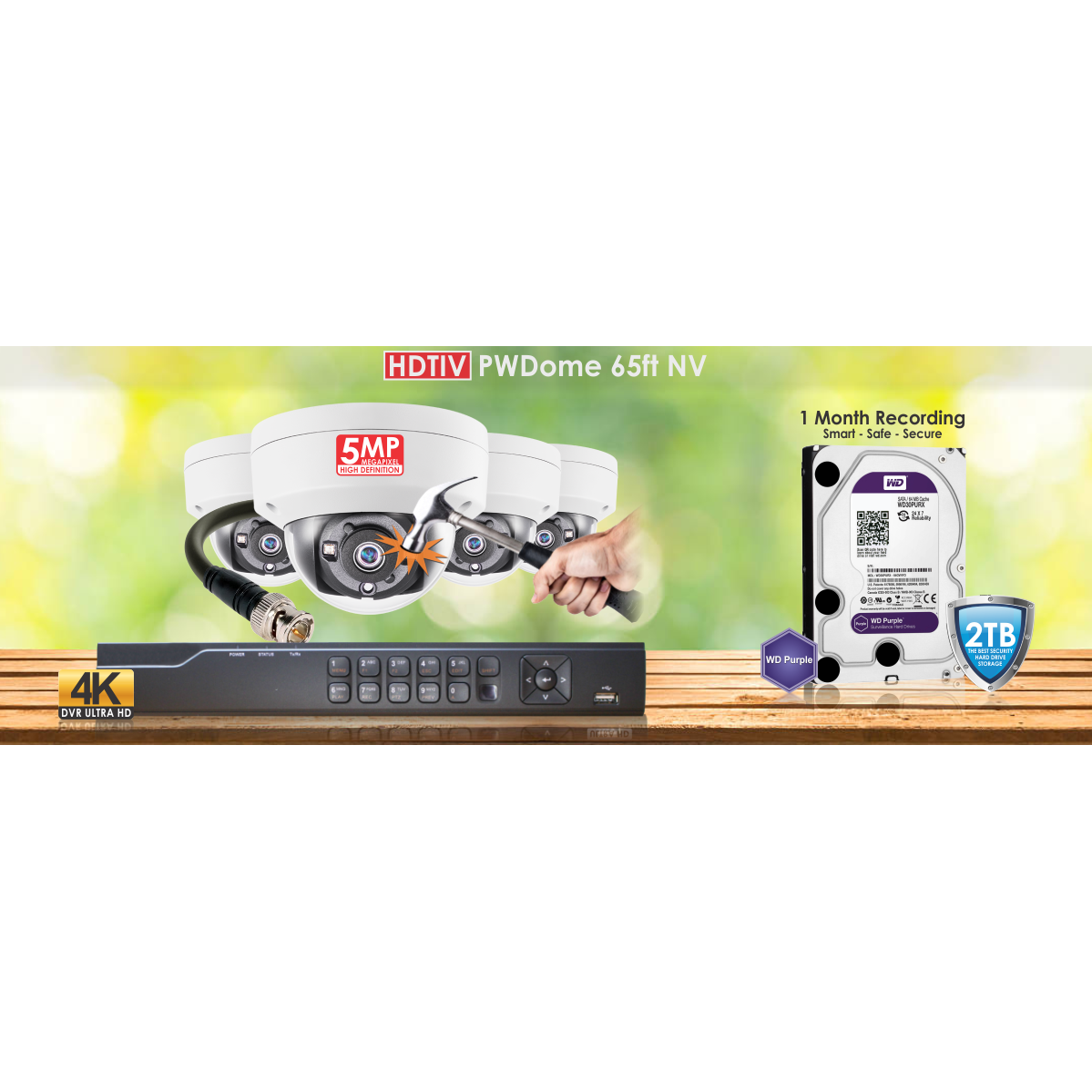 HDTVI PWDome 65ft NV